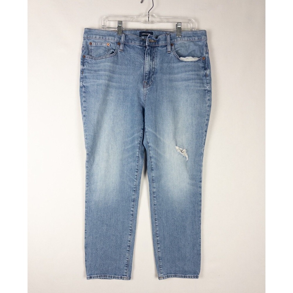 J Crew Jeans‎ Womens 36x25 Blue Faded Distressed Slim Broken In Boyfriend Curvy